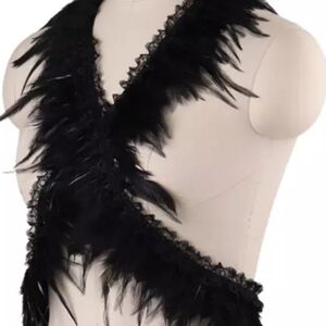 BLACK FEATHER & LACE EDM RAVE CLUB FESTIVAL CHEST HARNESS
